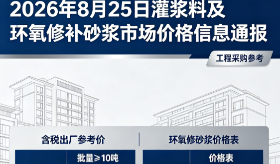 金堂2026年8月25日灌浆料及环氧修补砂浆市场价格信息通报